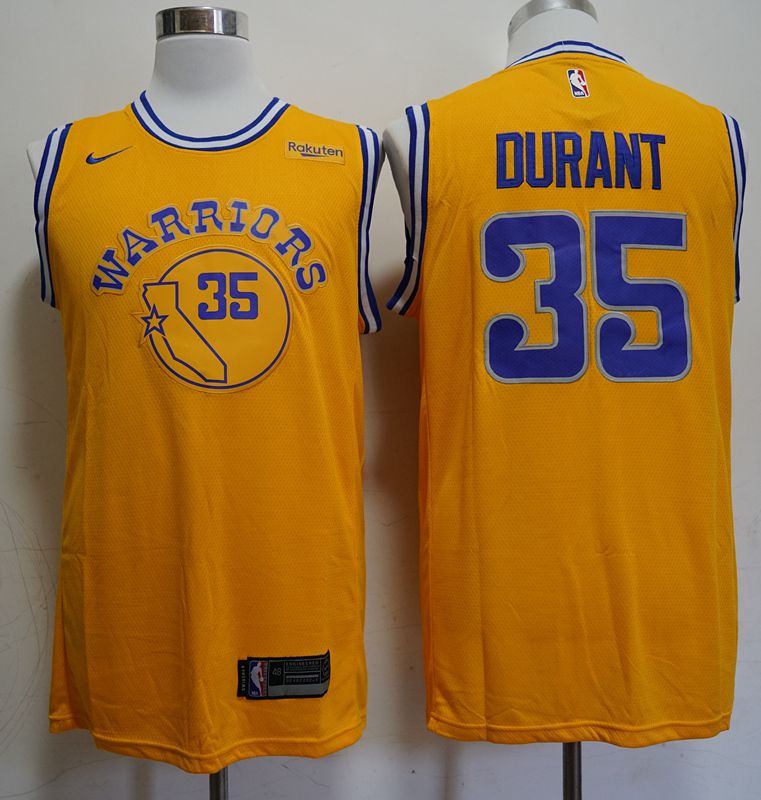 Men Golden State Warriors #35 Durant Yellow Nike Game NBA Jerseys->golden state warriors->NBA Jersey